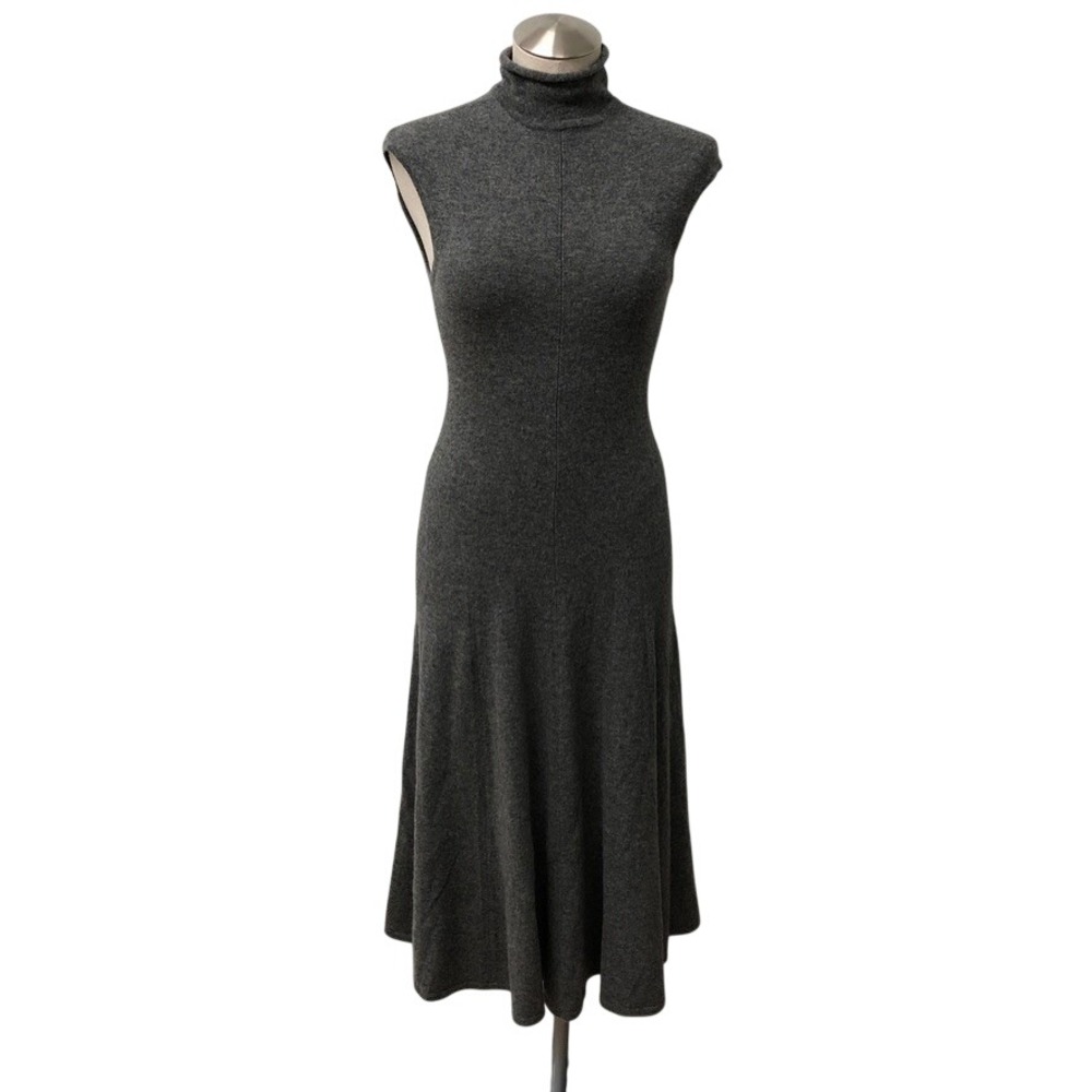 Polo Ralph Lauren Knit Dress Womens S Gray 100% Cashmere Sleeveless Turtleneck